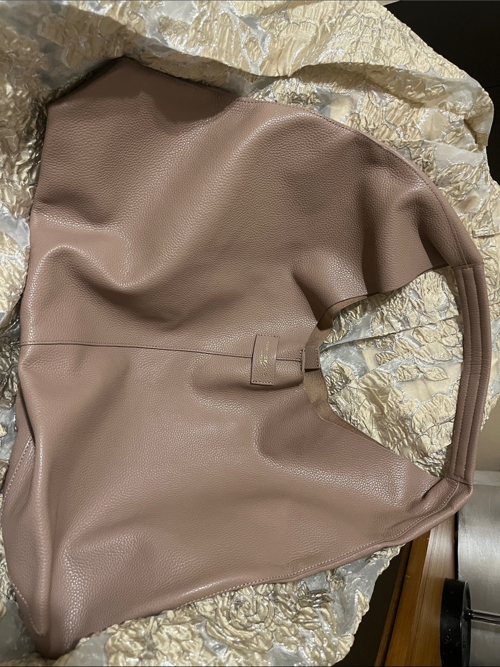 Kurt Geiger Taupe Pebbled Leather Tote with Gold Foil Logo - Picture 8 of 8